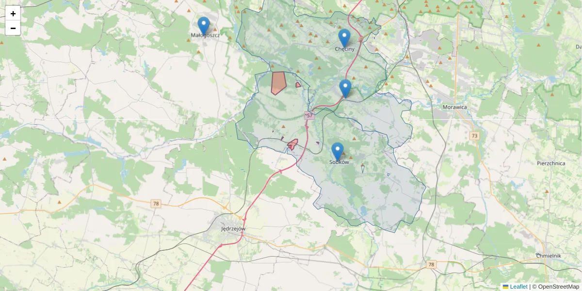 Szczegółowa mapa kodu pocztowego 25-305 z granicami, sąsiednimi kodami pocztowymi i urzędami pocztowymi