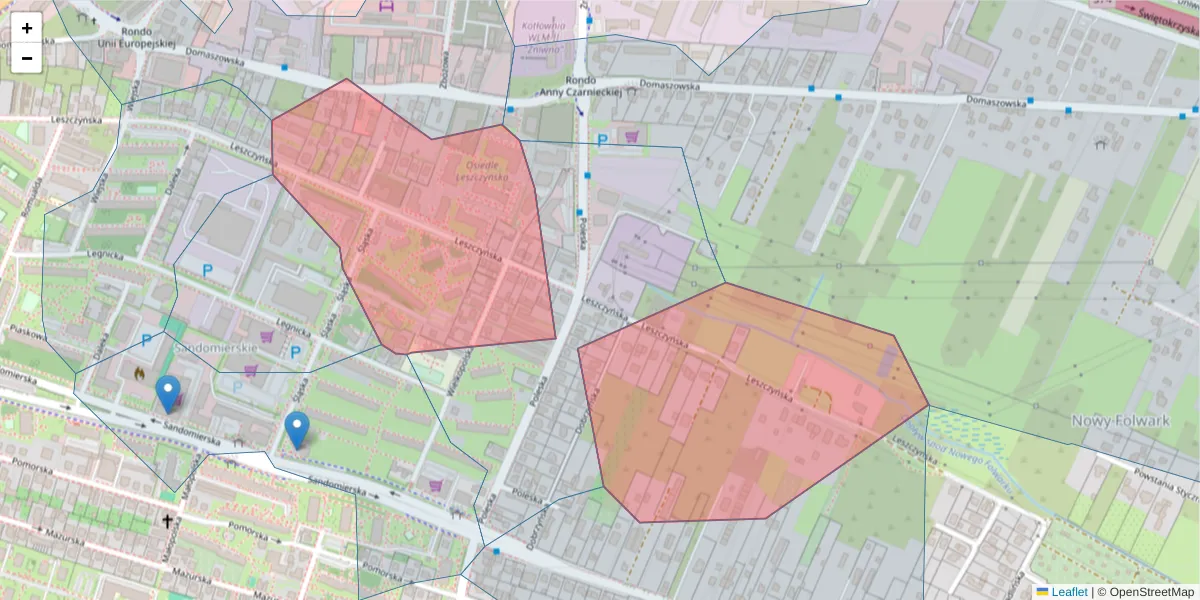 Szczegółowa mapa kodu pocztowego 25-326 z granicami, sąsiednimi kodami pocztowymi i urzędami pocztowymi