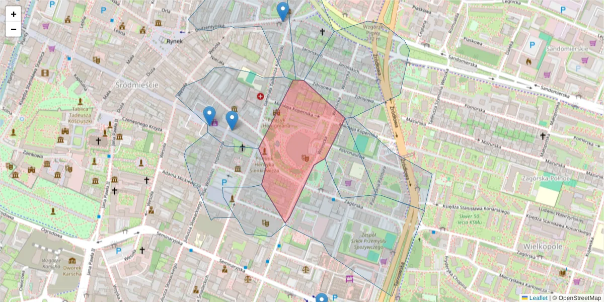 Szczegółowa mapa kodu pocztowego 25-334 z granicami, sąsiednimi kodami pocztowymi i urzędami pocztowymi