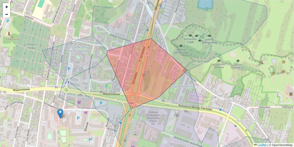Szczegółowa mapa kodu pocztowego 25-383 z granicami, sąsiednimi kodami pocztowymi i urzędami pocztowymi