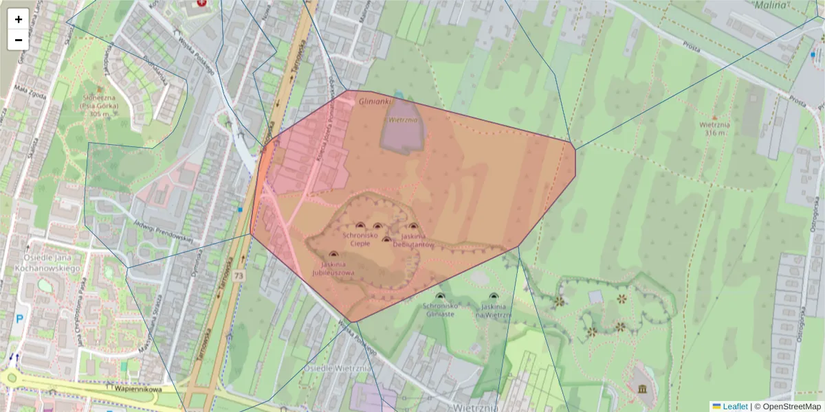 Szczegółowa mapa kodu pocztowego 25-386 z granicami, sąsiednimi kodami pocztowymi i urzędami pocztowymi