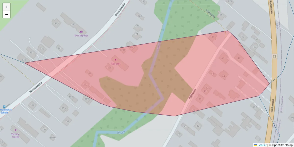 Szczegółowa mapa kodu pocztowego 25-442 z granicami, sąsiednimi kodami pocztowymi i urzędami pocztowymi