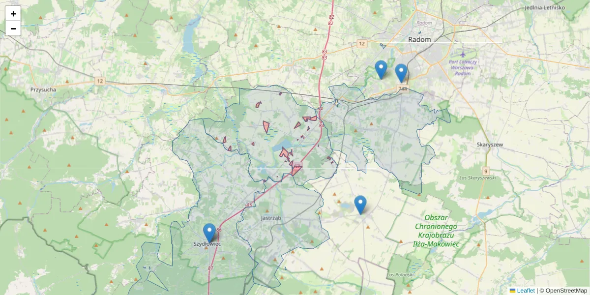Szczegółowa mapa kodu pocztowego 25-505 z granicami, sąsiednimi kodami pocztowymi i urzędami pocztowymi