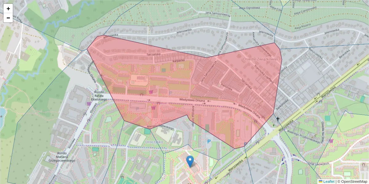 Szczegółowa mapa kodu pocztowego 25-548 z granicami, sąsiednimi kodami pocztowymi i urzędami pocztowymi
