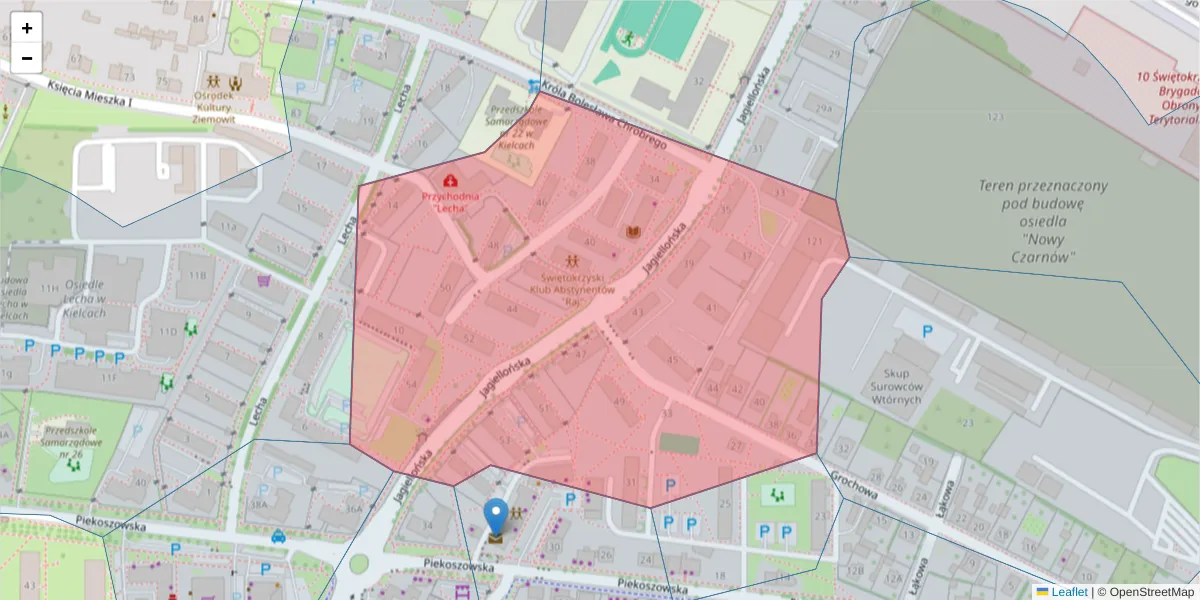 Szczegółowa mapa kodu pocztowego 25-606 z granicami, sąsiednimi kodami pocztowymi i urzędami pocztowymi