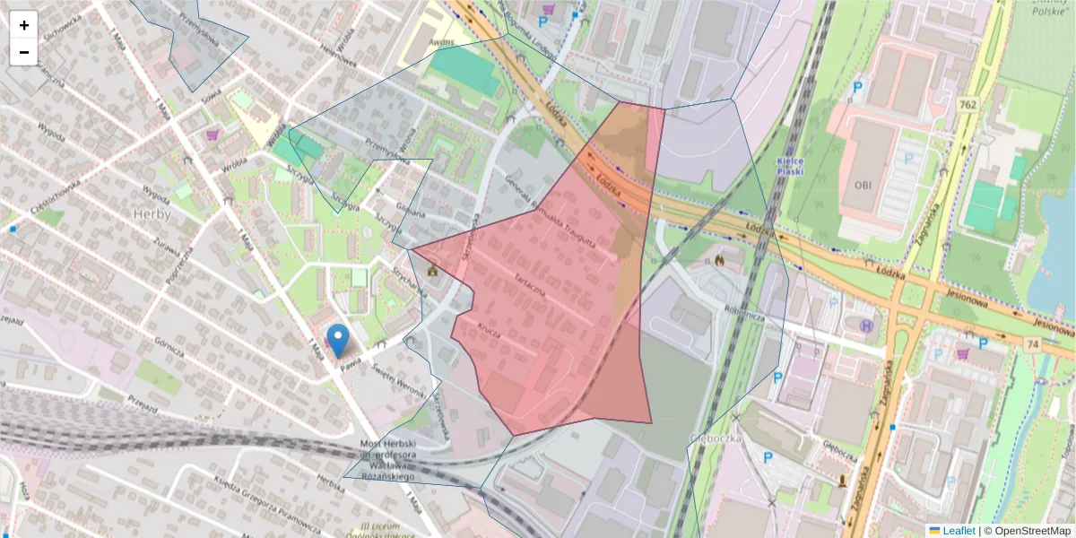 Szczegółowa mapa kodu pocztowego 25-657 z granicami, sąsiednimi kodami pocztowymi i urzędami pocztowymi