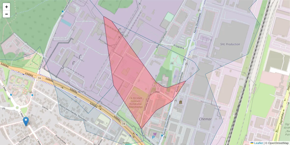 Szczegółowa mapa kodu pocztowego 25-664 z granicami, sąsiednimi kodami pocztowymi i urzędami pocztowymi