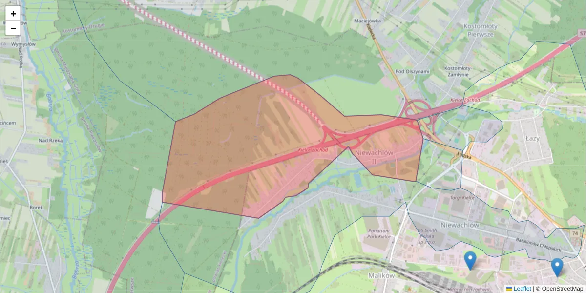 Szczegółowa mapa kodu pocztowego 25-669 z granicami, sąsiednimi kodami pocztowymi i urzędami pocztowymi