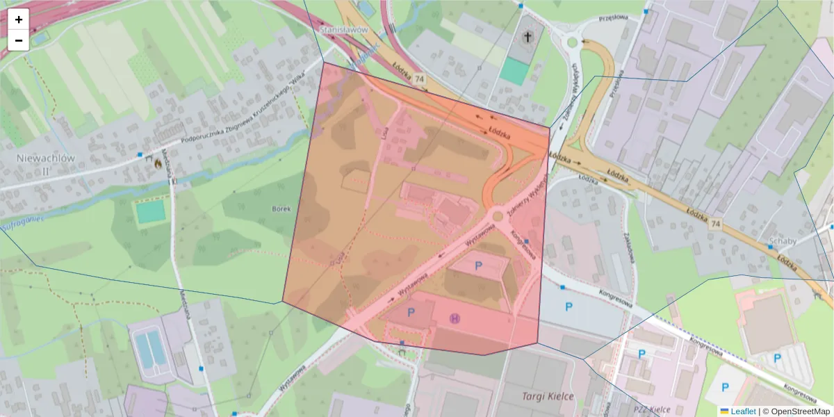 Szczegółowa mapa kodu pocztowego 25-673 z granicami, sąsiednimi kodami pocztowymi i urzędami pocztowymi