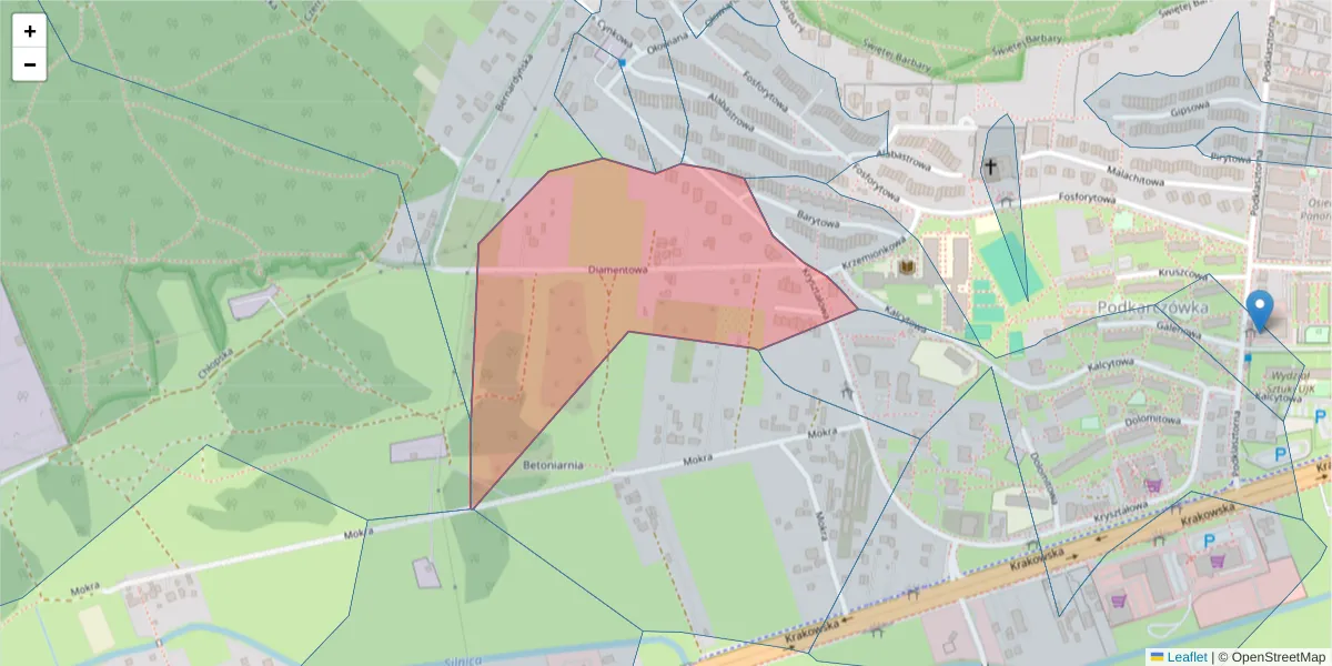 Szczegółowa mapa kodu pocztowego 25-719 z granicami, sąsiednimi kodami pocztowymi i urzędami pocztowymi