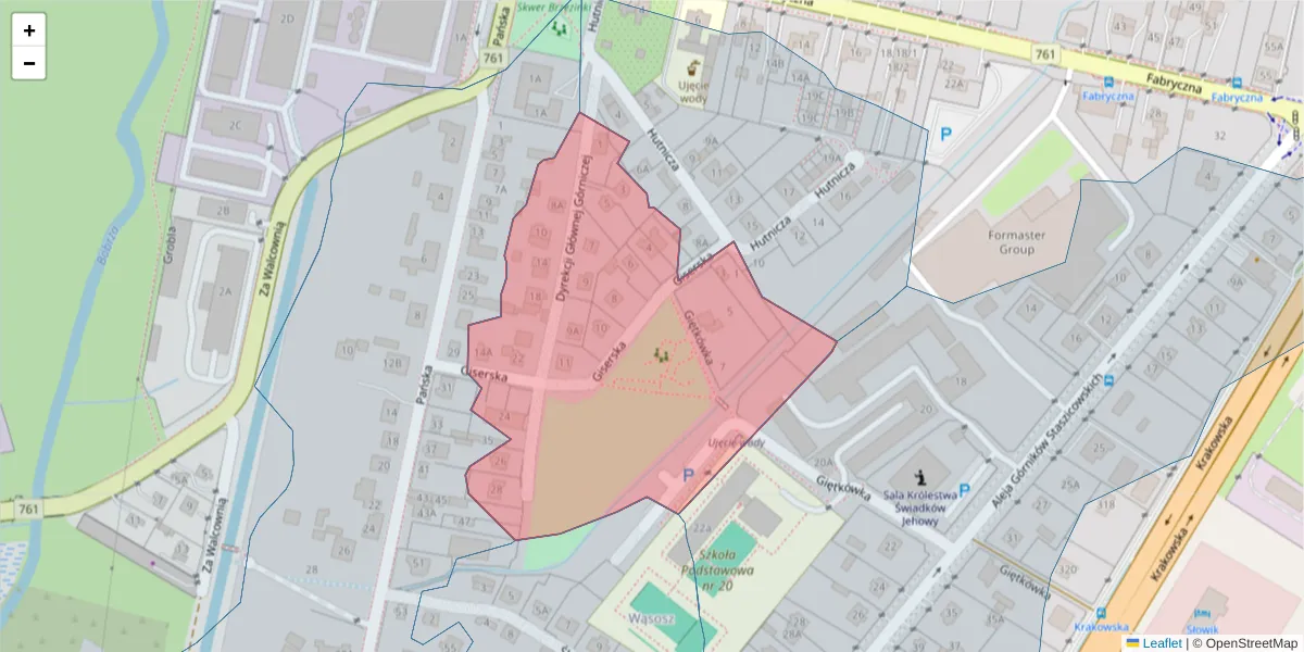 Szczegółowa mapa kodu pocztowego 25-816 z granicami, sąsiednimi kodami pocztowymi i urzędami pocztowymi