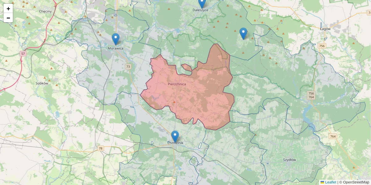 Szczegółowa mapa kodu pocztowego 26-015 z granicami, sąsiednimi kodami pocztowymi i urzędami pocztowymi