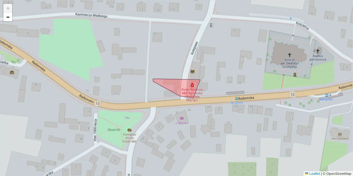 Szczegółowa mapa kodu pocztowego 26-431 z granicami, sąsiednimi kodami pocztowymi i urzędami pocztowymi