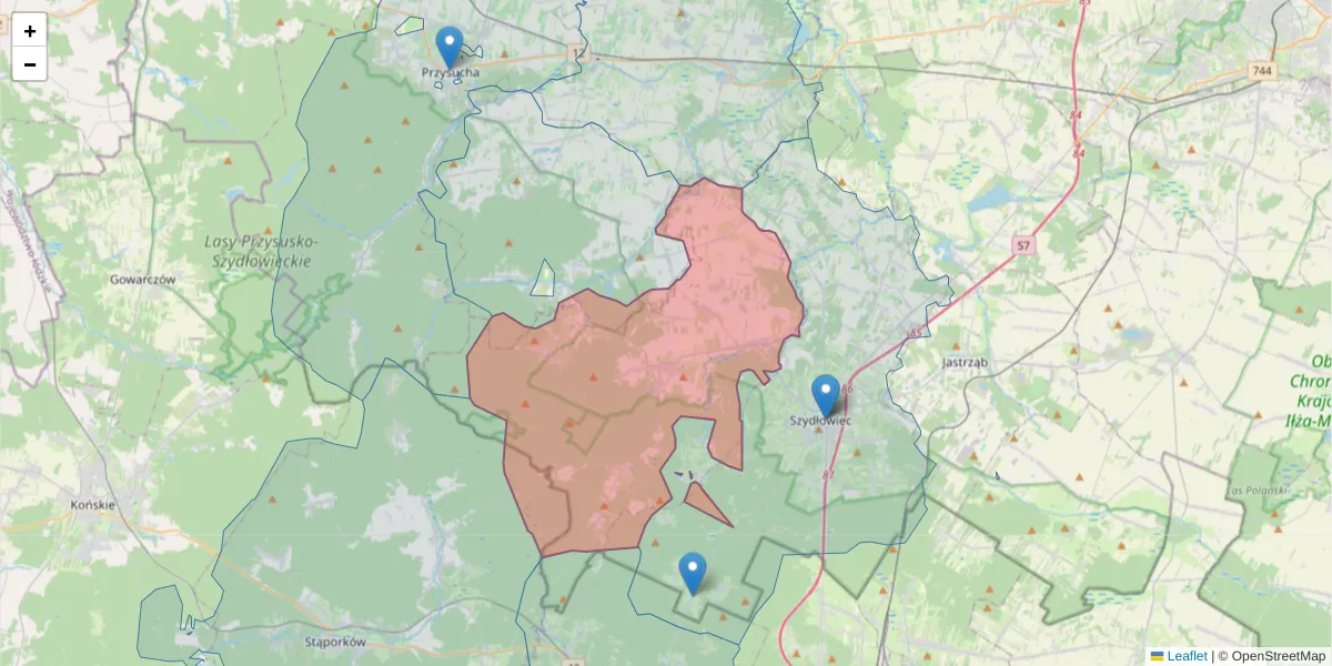Szczegółowa mapa kodu pocztowego 26-510 z granicami, sąsiednimi kodami pocztowymi i urzędami pocztowymi