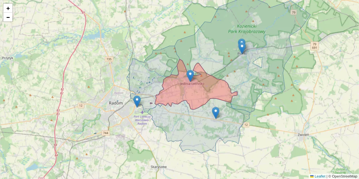 Szczegółowa mapa kodu pocztowego 26-630 z granicami, sąsiednimi kodami pocztowymi i urzędami pocztowymi