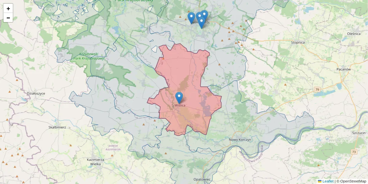 Szczegółowa mapa kodu pocztowego 28-160 z granicami, sąsiednimi kodami pocztowymi i urzędami pocztowymi