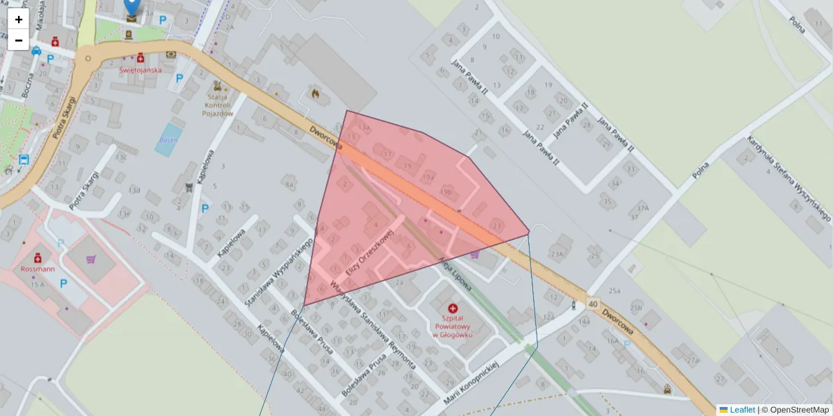 Szczegółowa mapa kodu pocztowego 28-250 z granicami, sąsiednimi kodami pocztowymi i urzędami pocztowymi