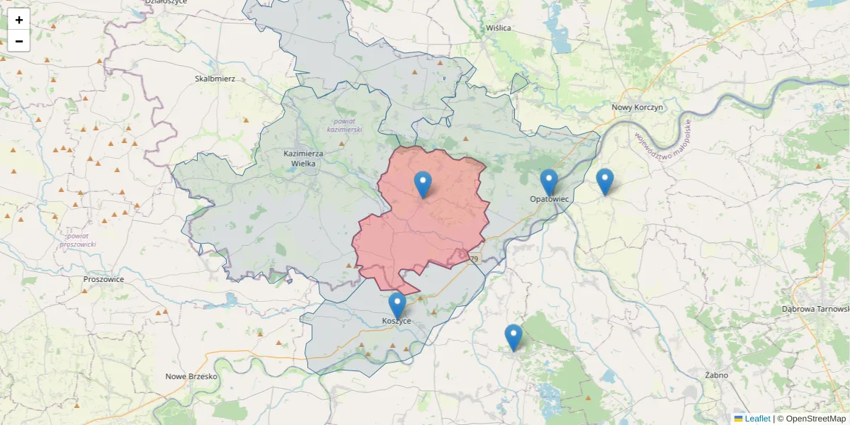 Szczegółowa mapa kodu pocztowego 28-512 z granicami, sąsiednimi kodami pocztowymi i urzędami pocztowymi
