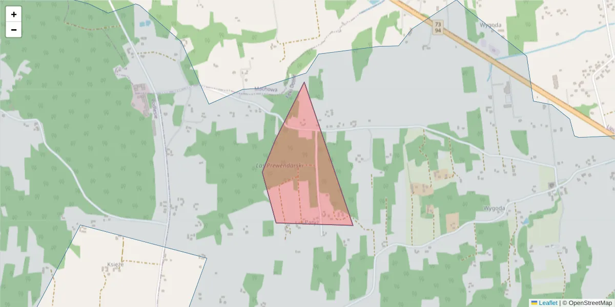 Szczegółowa mapa kodu pocztowego 29-221 z granicami, sąsiednimi kodami pocztowymi i urzędami pocztowymi
