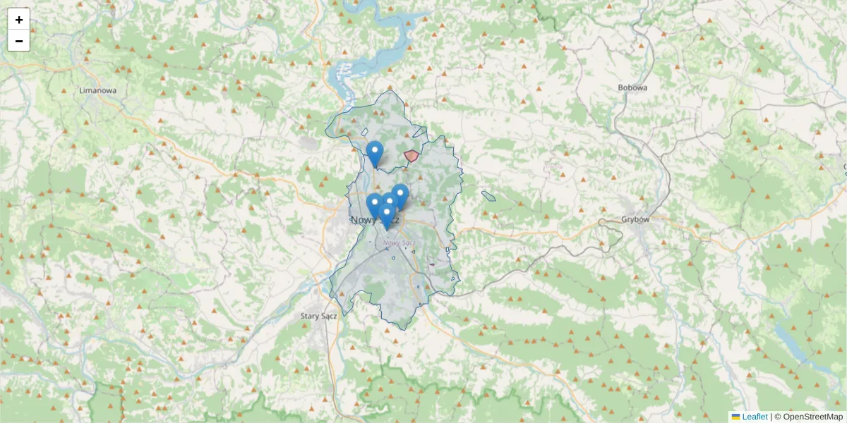 Szczegółowa mapa kodu pocztowego 30-000 z granicami, sąsiednimi kodami pocztowymi i urzędami pocztowymi