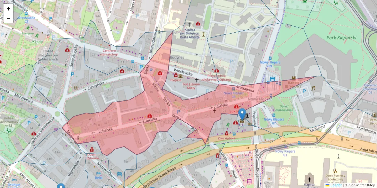Szczegółowa mapa kodu pocztowego 30-003 z granicami, sąsiednimi kodami pocztowymi i urzędami pocztowymi