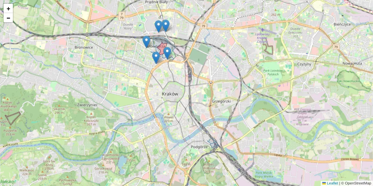 Szczegółowa mapa kodu pocztowego 30-009 z granicami, sąsiednimi kodami pocztowymi i urzędami pocztowymi
