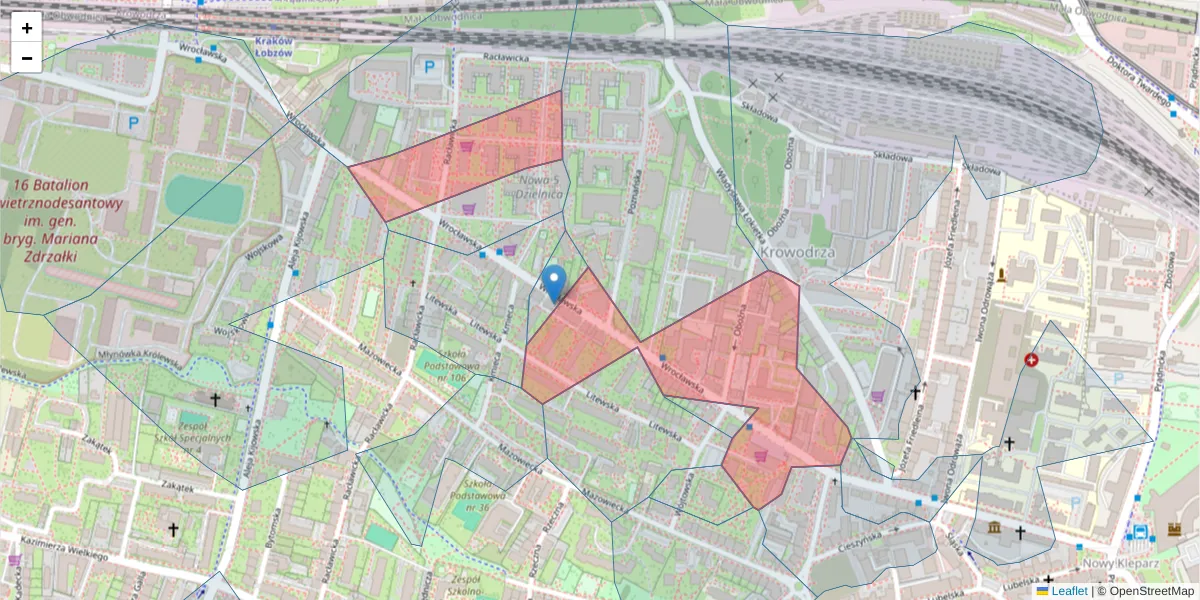 Szczegółowa mapa kodu pocztowego 30-011 z granicami, sąsiednimi kodami pocztowymi i urzędami pocztowymi