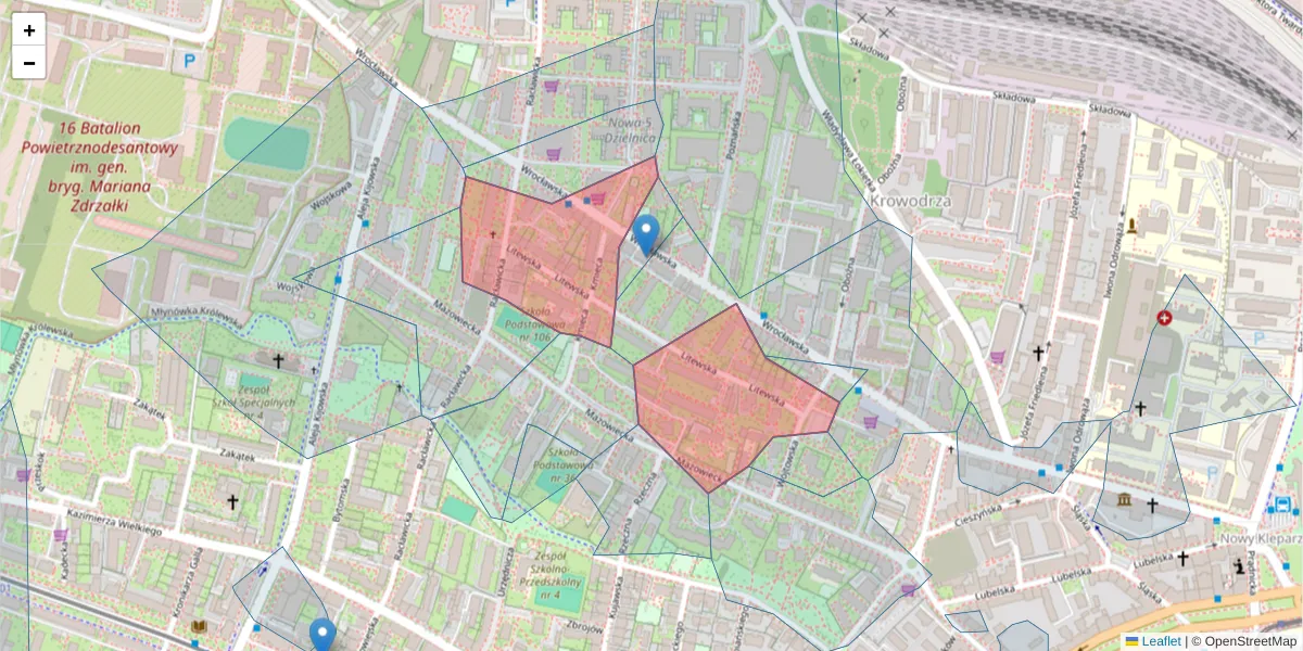 Szczegółowa mapa kodu pocztowego 30-014 z granicami, sąsiednimi kodami pocztowymi i urzędami pocztowymi