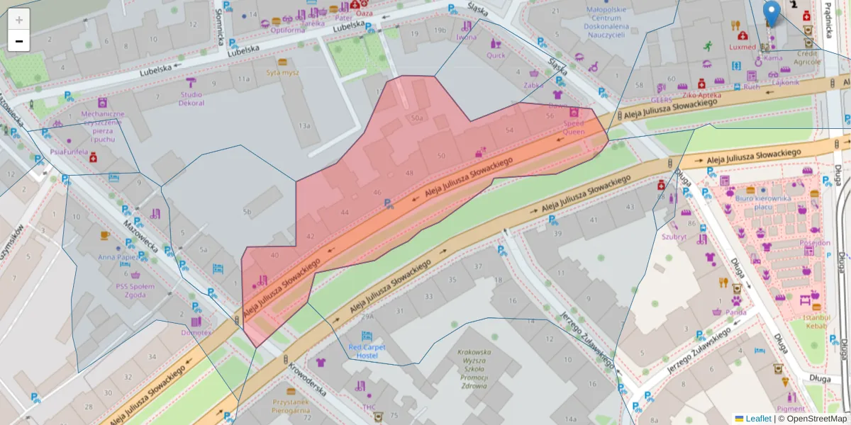 Szczegółowa mapa kodu pocztowego 30-018 z granicami, sąsiednimi kodami pocztowymi i urzędami pocztowymi