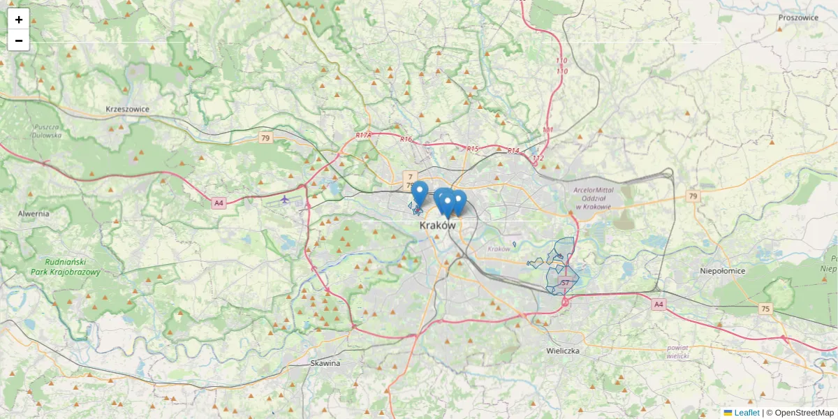 Szczegółowa mapa kodu pocztowego 30-045 z granicami, sąsiednimi kodami pocztowymi i urzędami pocztowymi