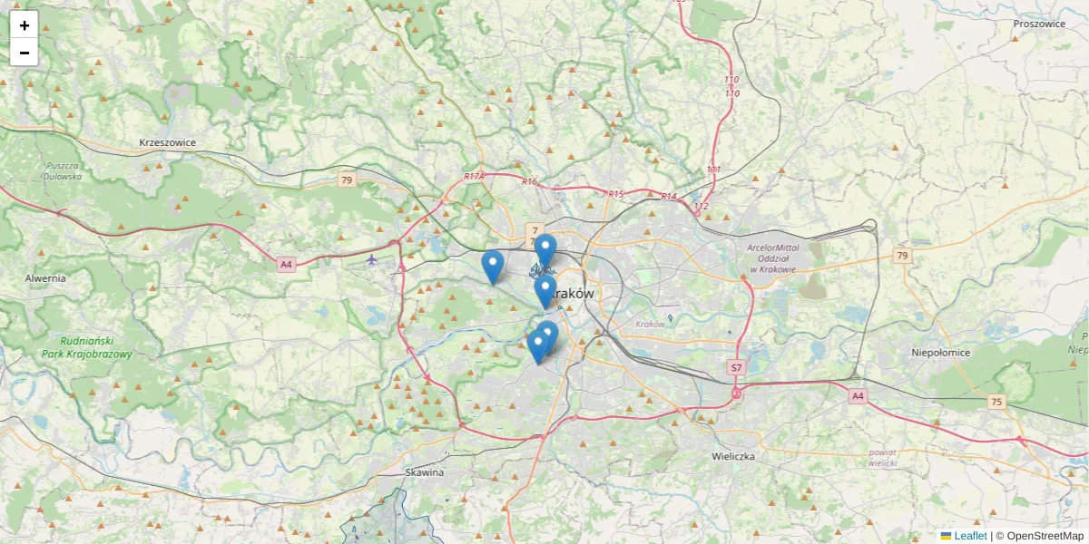 Szczegółowa mapa kodu pocztowego 30-052 z granicami, sąsiednimi kodami pocztowymi i urzędami pocztowymi