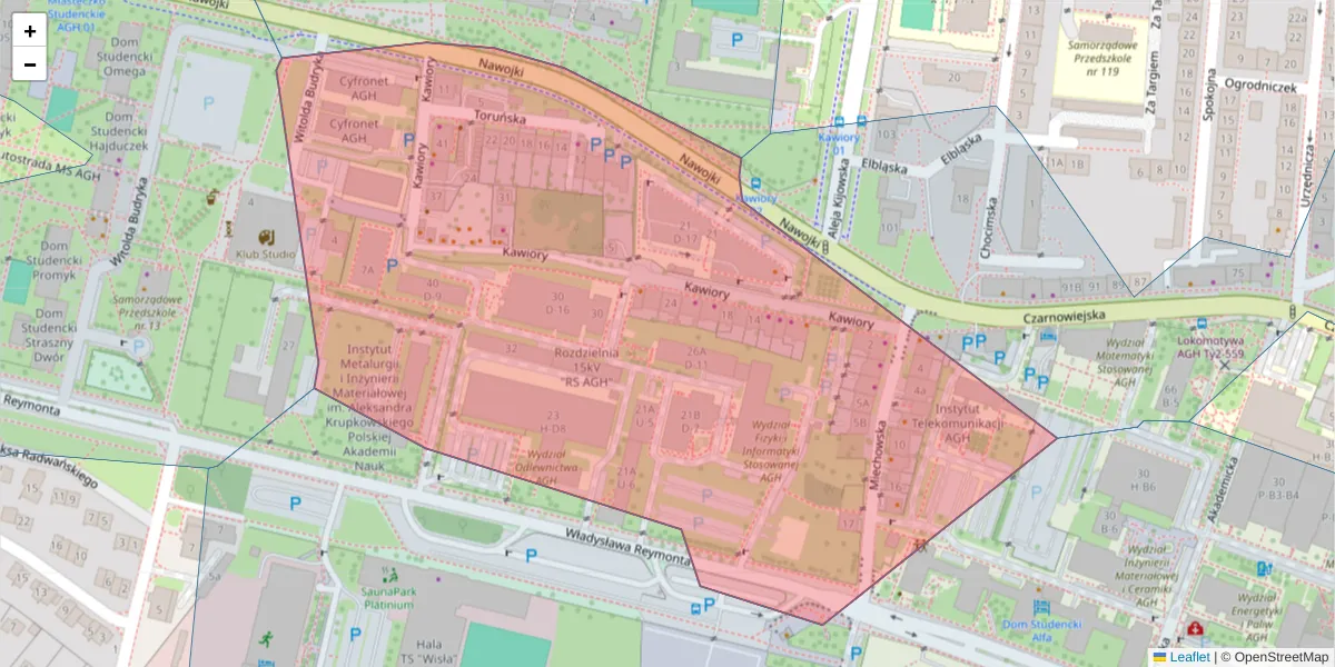 Szczegółowa mapa kodu pocztowego 30-055 z granicami, sąsiednimi kodami pocztowymi i urzędami pocztowymi