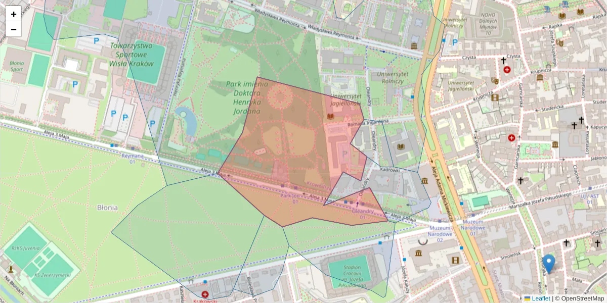 Szczegółowa mapa kodu pocztowego 30-060 z granicami, sąsiednimi kodami pocztowymi i urzędami pocztowymi