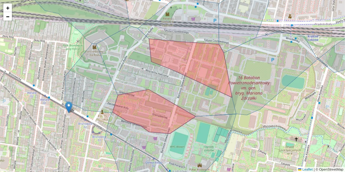 Szczegółowa mapa kodu pocztowego 30-085 z granicami, sąsiednimi kodami pocztowymi i urzędami pocztowymi