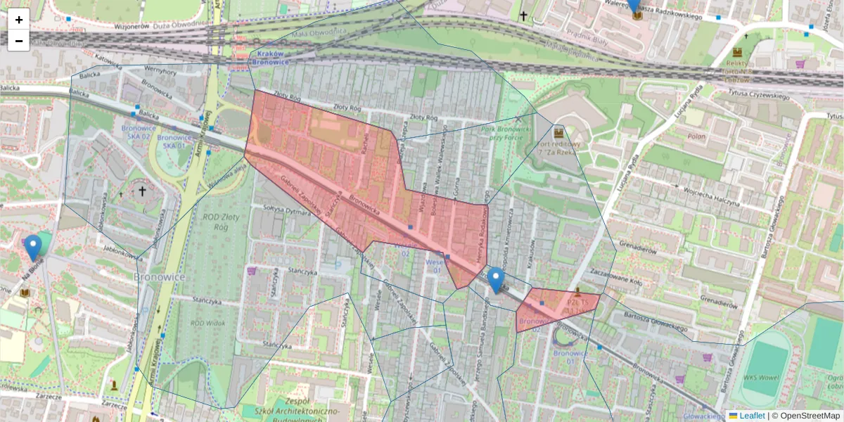 Szczegółowa mapa kodu pocztowego 30-091 z granicami, sąsiednimi kodami pocztowymi i urzędami pocztowymi