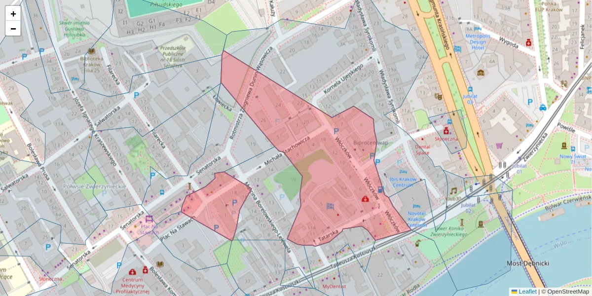 Szczegółowa mapa kodu pocztowego 30-103 z granicami, sąsiednimi kodami pocztowymi i urzędami pocztowymi
