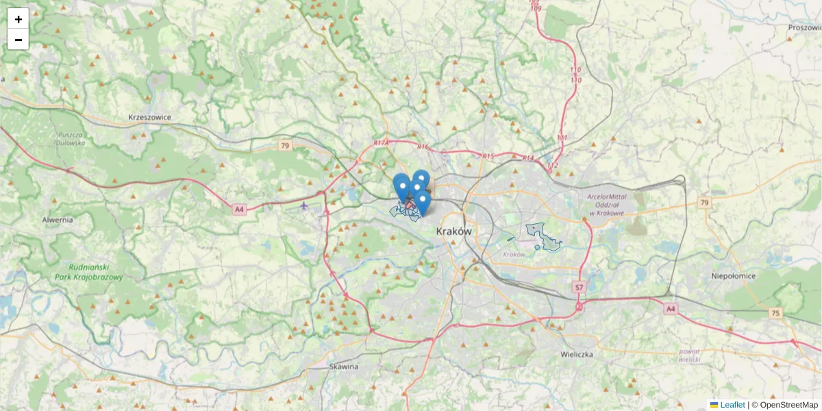 Szczegółowa mapa kodu pocztowego 30-126 z granicami, sąsiednimi kodami pocztowymi i urzędami pocztowymi