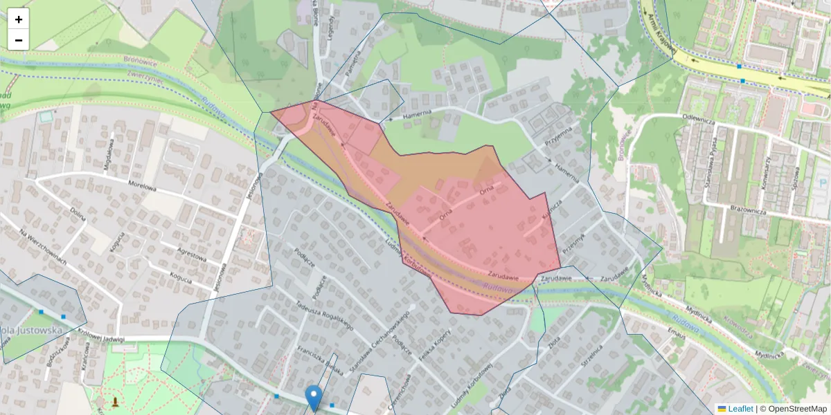 Szczegółowa mapa kodu pocztowego 30-144 z granicami, sąsiednimi kodami pocztowymi i urzędami pocztowymi