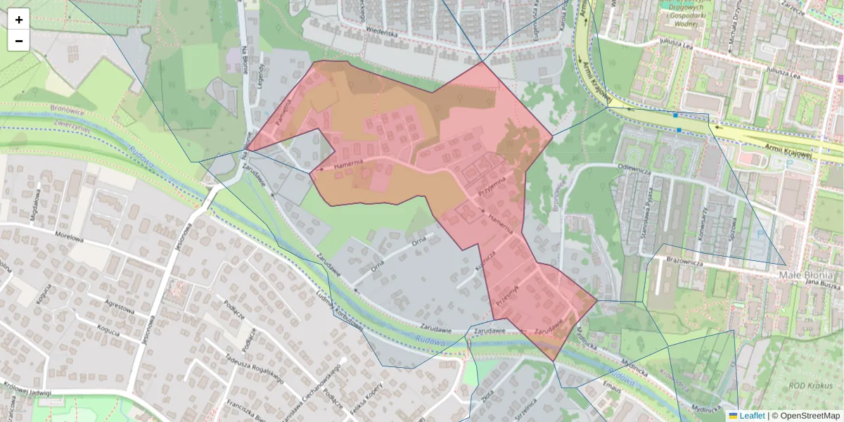 Szczegółowa mapa kodu pocztowego 30-145 z granicami, sąsiednimi kodami pocztowymi i urzędami pocztowymi
