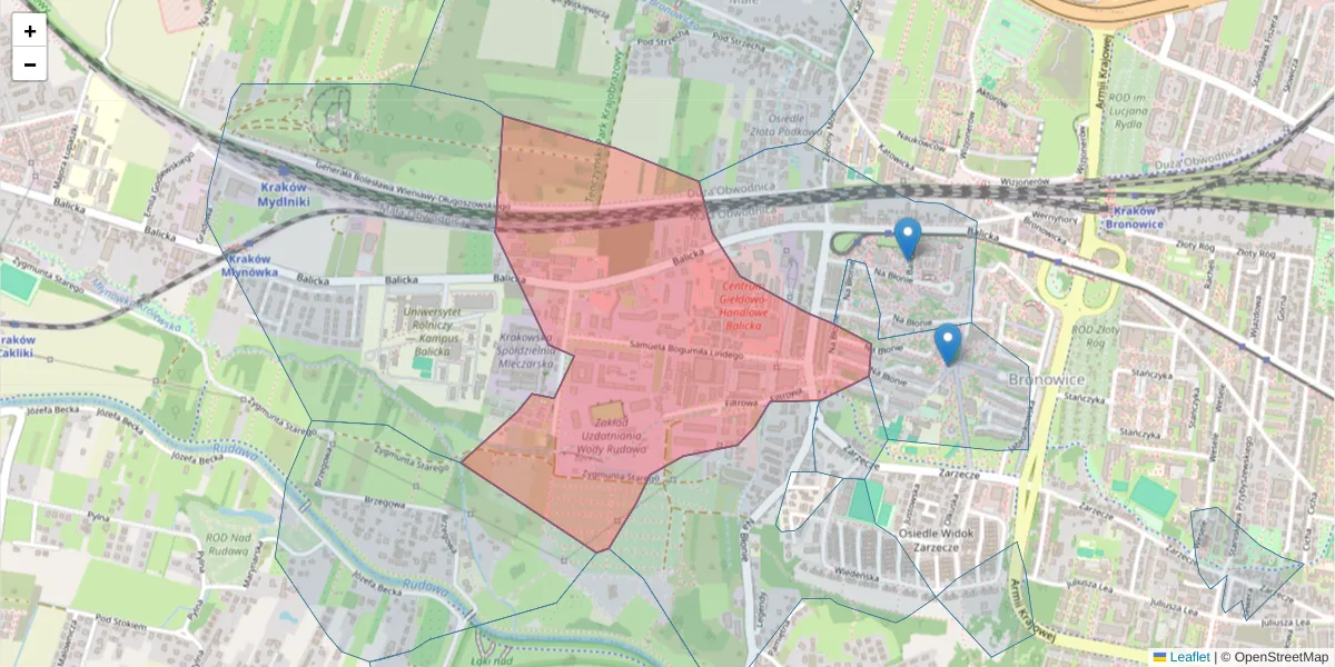 Szczegółowa mapa kodu pocztowego 30-148 z granicami, sąsiednimi kodami pocztowymi i urzędami pocztowymi