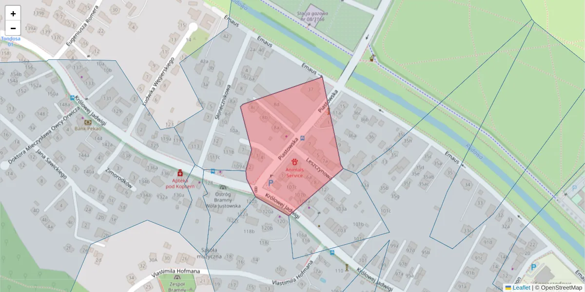 Szczegółowa mapa kodu pocztowego 30-211 z granicami, sąsiednimi kodami pocztowymi i urzędami pocztowymi