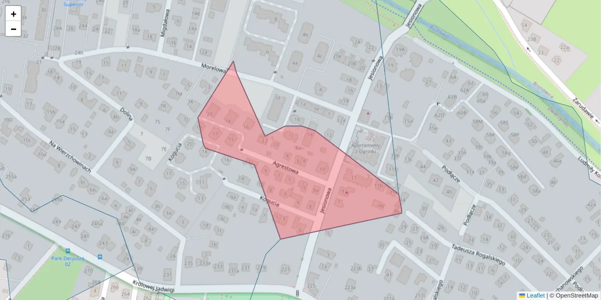 Szczegółowa mapa kodu pocztowego 30-221 z granicami, sąsiednimi kodami pocztowymi i urzędami pocztowymi