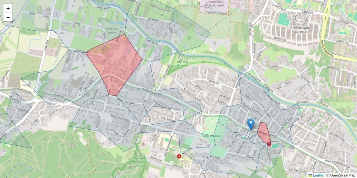 Szczegółowa mapa kodu pocztowego 30-234 z granicami, sąsiednimi kodami pocztowymi i urzędami pocztowymi