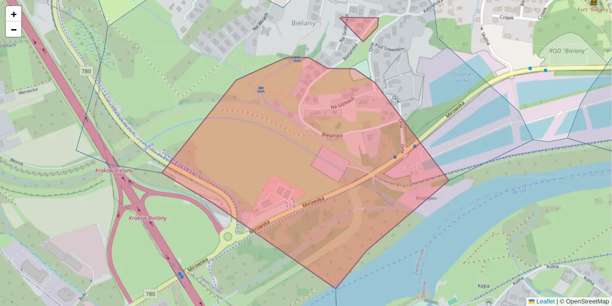 Szczegółowa mapa kodu pocztowego 30-246 z granicami, sąsiednimi kodami pocztowymi i urzędami pocztowymi