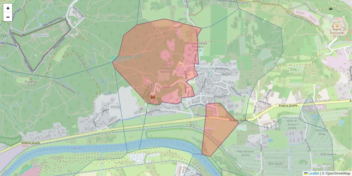 Szczegółowa mapa kodu pocztowego 30-251 z granicami, sąsiednimi kodami pocztowymi i urzędami pocztowymi