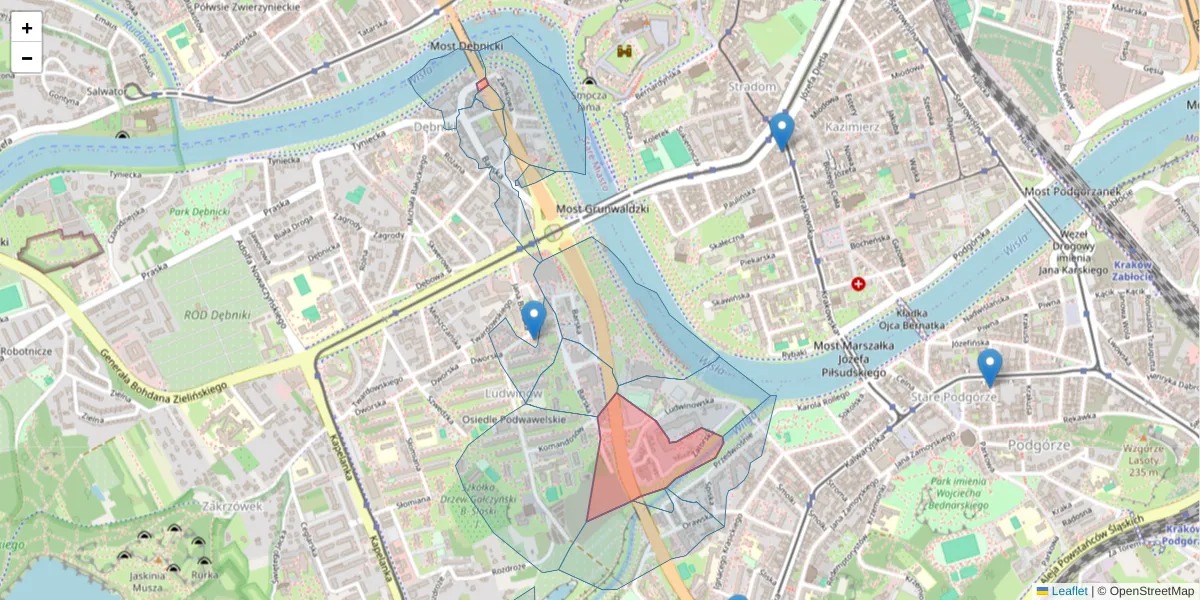 Szczegółowa mapa kodu pocztowego 30-332 z granicami, sąsiednimi kodami pocztowymi i urzędami pocztowymi