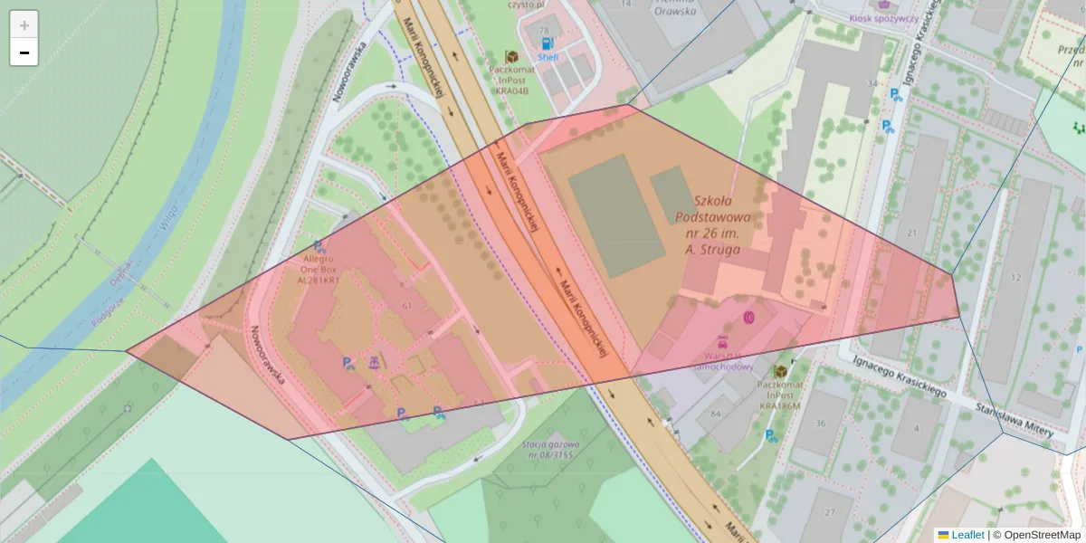 Szczegółowa mapa kodu pocztowego 30-333 z granicami, sąsiednimi kodami pocztowymi i urzędami pocztowymi