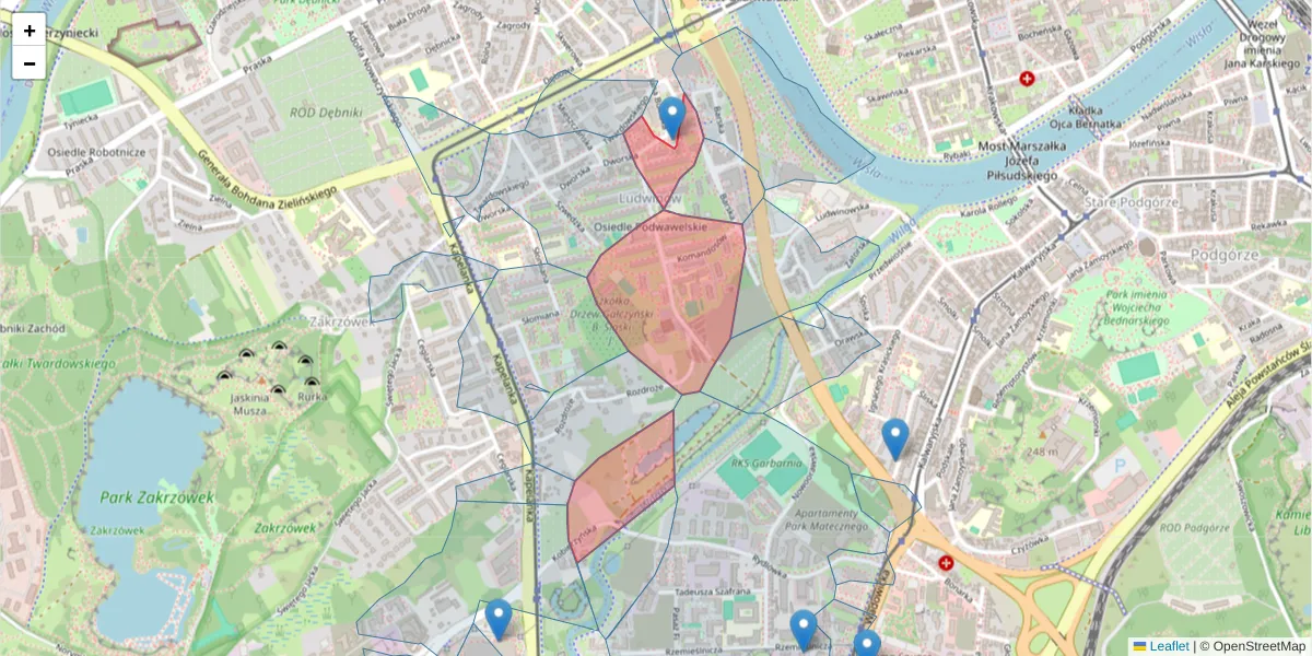 Szczegółowa mapa kodu pocztowego 30-334 z granicami, sąsiednimi kodami pocztowymi i urzędami pocztowymi