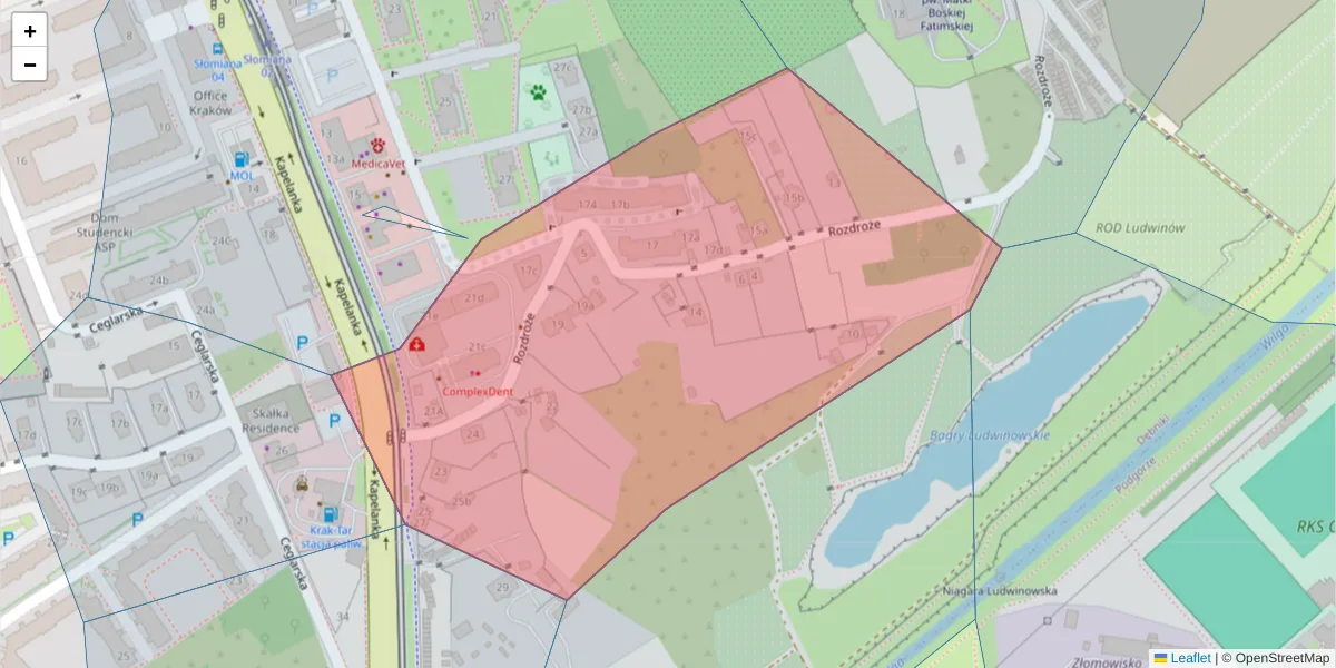 Szczegółowa mapa kodu pocztowego 30-361 z granicami, sąsiednimi kodami pocztowymi i urzędami pocztowymi