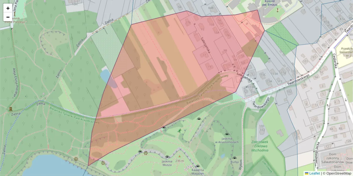 Szczegółowa mapa kodu pocztowego 30-374 z granicami, sąsiednimi kodami pocztowymi i urzędami pocztowymi
